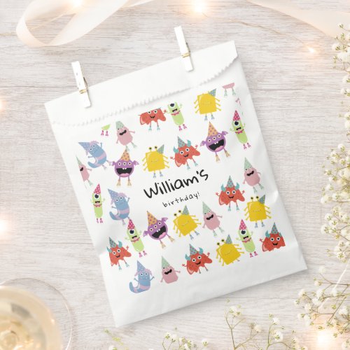 Cute Colorful Monsters Funny Kids Birthday Party Favor Bag
