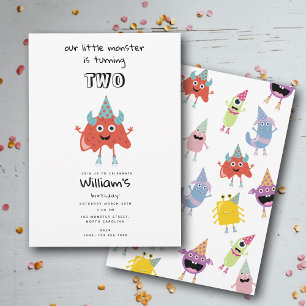 Cute Colorful Monsters Funny Kids Birthday Party Invitation