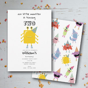 Cute Colorful Monsters Funny Kids Birthday Party Invitation