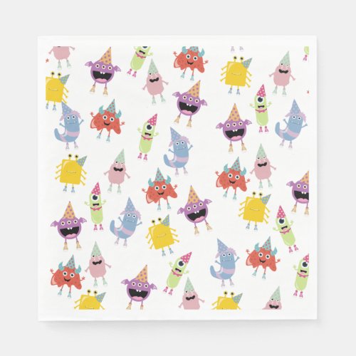 Cute Colorful Monsters Funny Kids Birthday Party Napkins