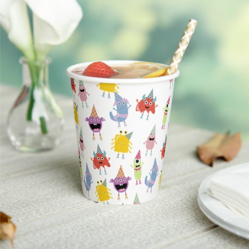 Cute Colorful Monsters Funny Kids Birthday Party Paper Cups