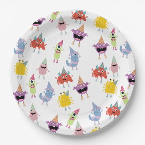 Cute Colorful Monsters Funny Kids Birthday Party Paper Plates