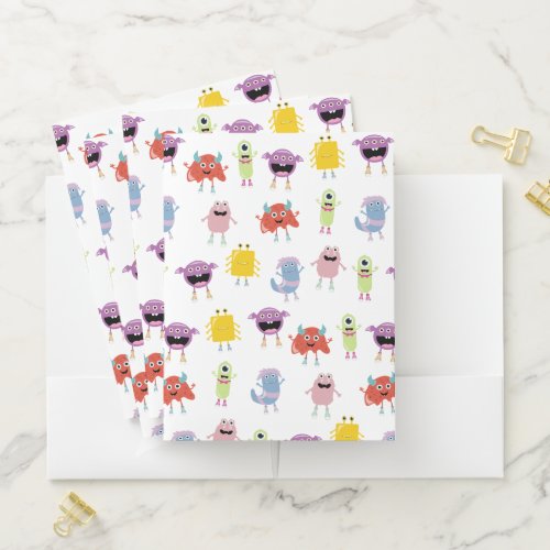 Cute Colorful Monsters Funny Kids Pattern Pocket Folder