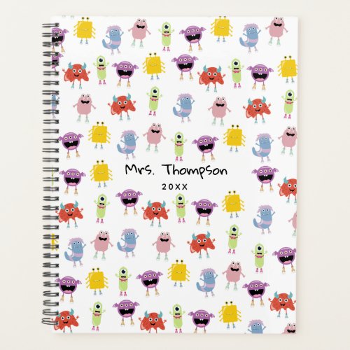 Cute Colorful Monsters Funny Kids Pattern Teacher Planner