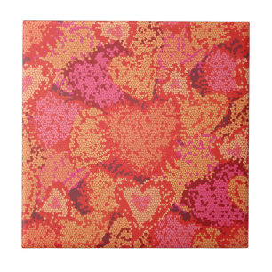 Cute colorful mosaic hearts background design ceramic tile