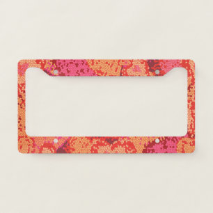 Cute colorful mosaic hearts background design license plate frame