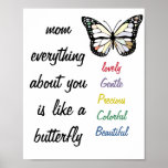 cute colorful mother quote  poster<br><div class="desc">Are you looking for a special and unique gift for mom?
This cute colorful mother quote Poster is a great gift for your mom because it is designed with butterfly in a simple way that describes the beauty and uniqueness of a mother.
Simple but unique
Order it now!</div>