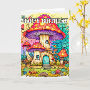 Cute Colorful Mushroom Forest Illustration Card