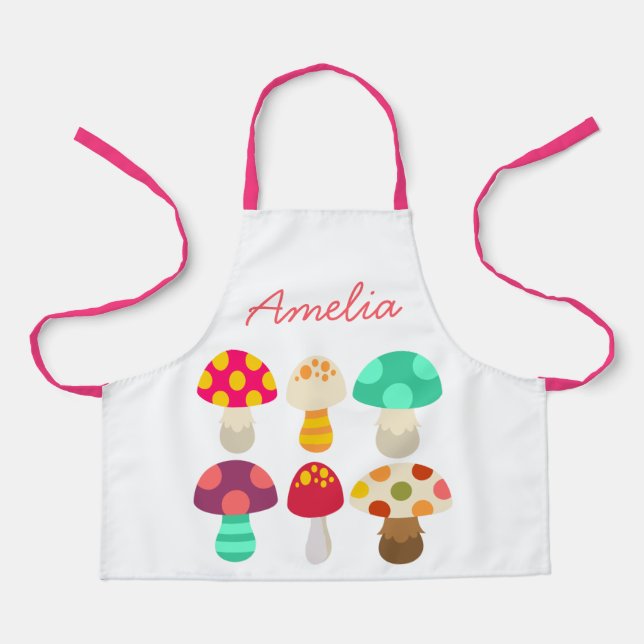 Cute colorful mushrooms apron (Front)