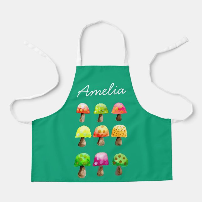 Cute colorful mushrooms apron (Front)