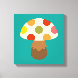 Cute colorful mushrooms canvas print