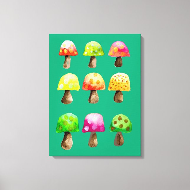 Cute colorful mushrooms canvas print (Front)