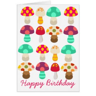 Cute colorful mushrooms cards