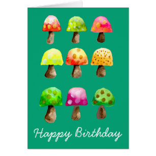 Cute colorful mushrooms cards