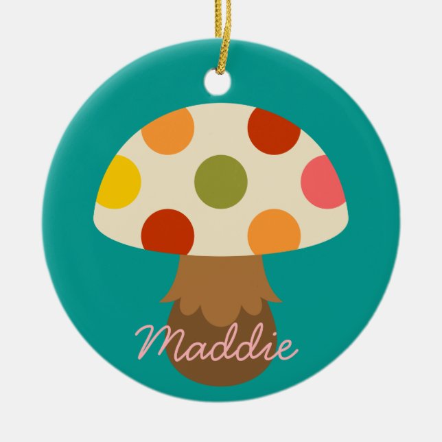 Cute colorful mushrooms ceramic ornament (Front)