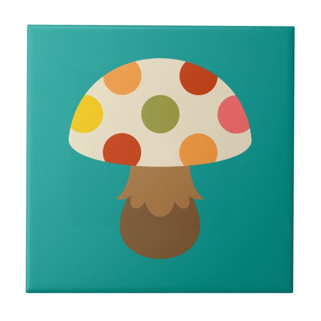 Cute colorful mushrooms ceramic tile (Front)