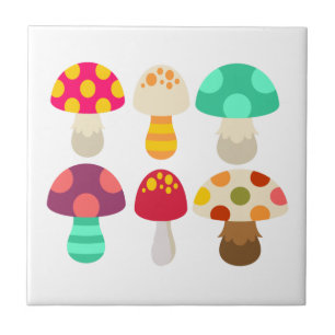 Cute colorful mushrooms ceramic tile
