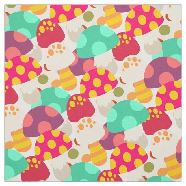 Cute colorful mushrooms fabric (Swatch)