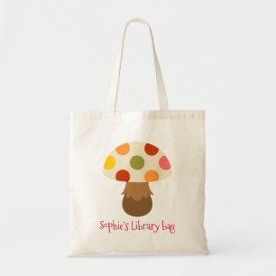 Cute colorful mushrooms kids library tote bag