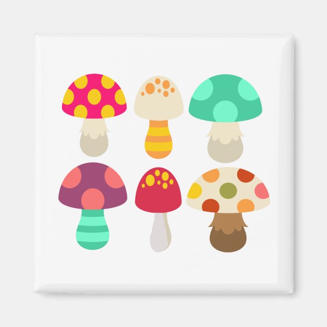 Cute colorful mushrooms magnet (Front)