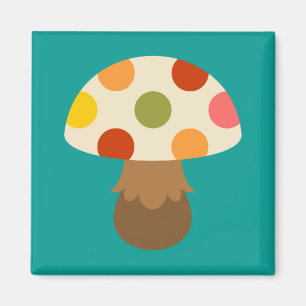 Cute colorful mushrooms magnet