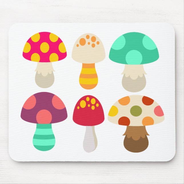 Cute colorful mushrooms mouse pad (Front)