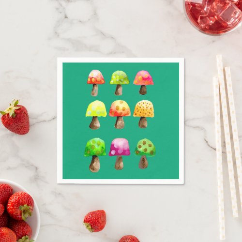 Cute colorful mushrooms napkins