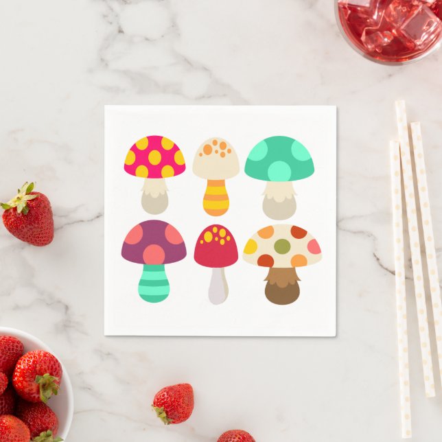 Cute colorful mushrooms napkins (Insitu)