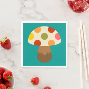 Cute colorful mushrooms napkins