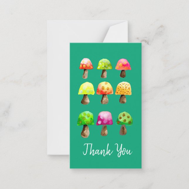 Cute colorful mushrooms note card (Front)