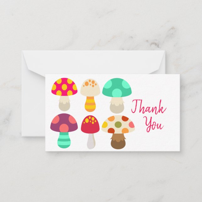 Cute colorful mushrooms note card (Front)