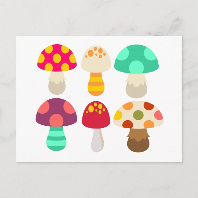 Cute colorful mushrooms postcard (Front)