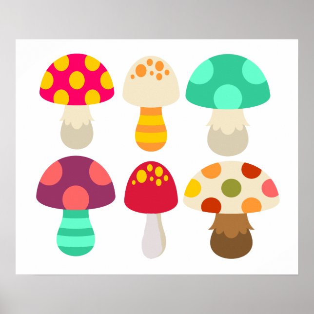 Cute colorful mushrooms poster (Front)