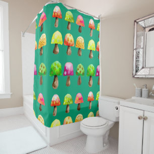 Cute colorful mushrooms shower curtain