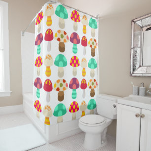 Cute colorful mushrooms shower curtain