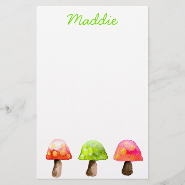 Cute colorful mushrooms stationery (Front)