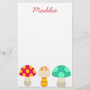 Cute colorful mushrooms stationery