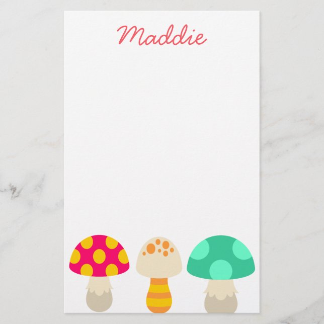 Cute colorful mushrooms stationery (Front)