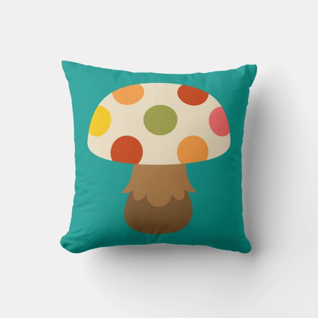 Cute colorful mushrooms throw pillow (Front)