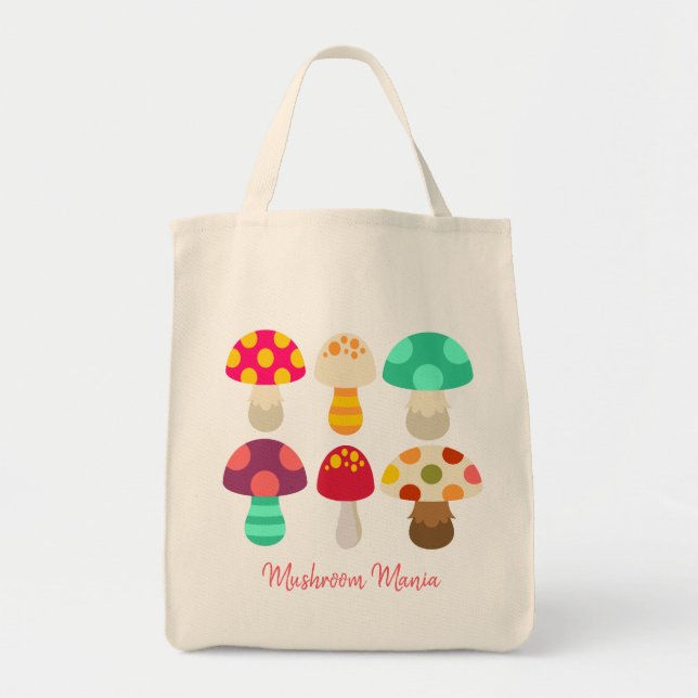Cute colorful mushrooms tote bag (Front)