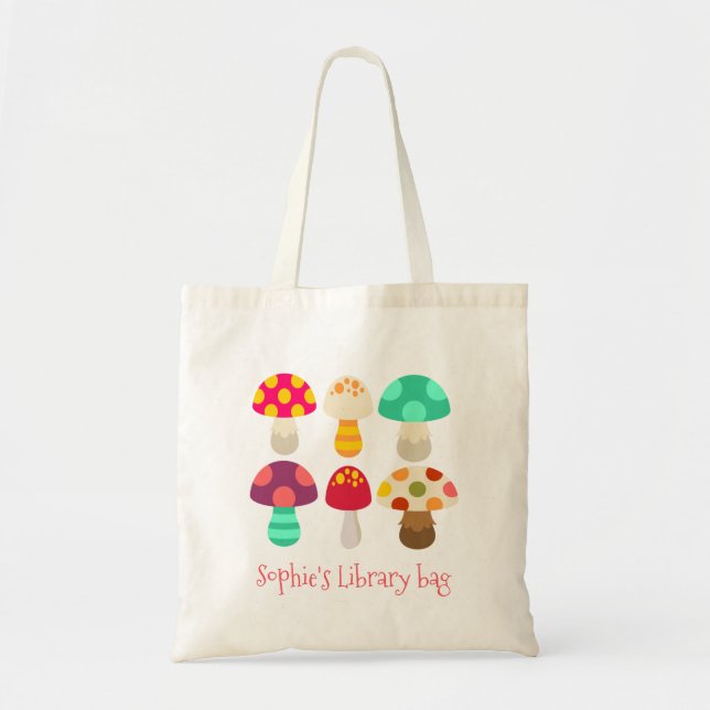 Cute colorful mushrooms tote bag (Front)