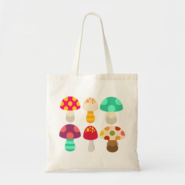 Cute colorful mushrooms tote bag (Front)