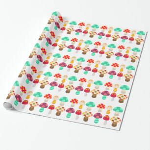 Cute colorful mushrooms wrapping paper