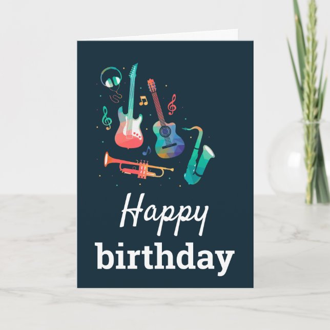 Cute colorful music Happy Birthday Card (Front)