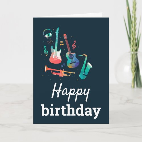 Cute colorful music Happy Birthday Card