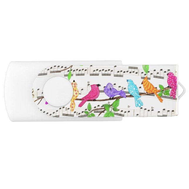 Cute Colorful Musical Birds Flash Drive (Front)
