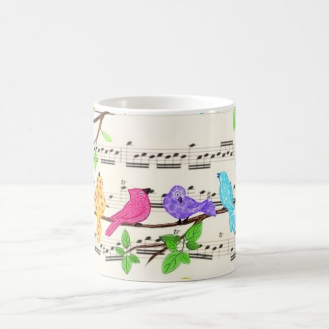 Cute Colorful Musical Birds Mug (Center)