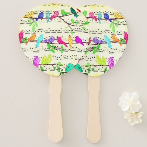 Cute Colorful Musical Birds Symphony Hand Fan