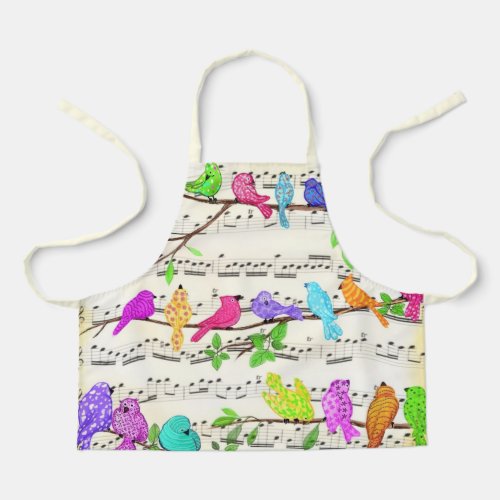 Cute Colorful Musical Birds Symphony _ Happy Song  Apron