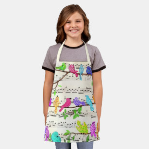 Cute Colorful Musical Birds Symphony - Happy Song  Apron